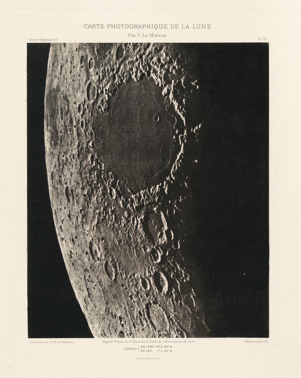 Carte photographique de la lune, planche VII (Carta fotografica della Luna, tavola VII),23 febbraio da Charles le Morvan
