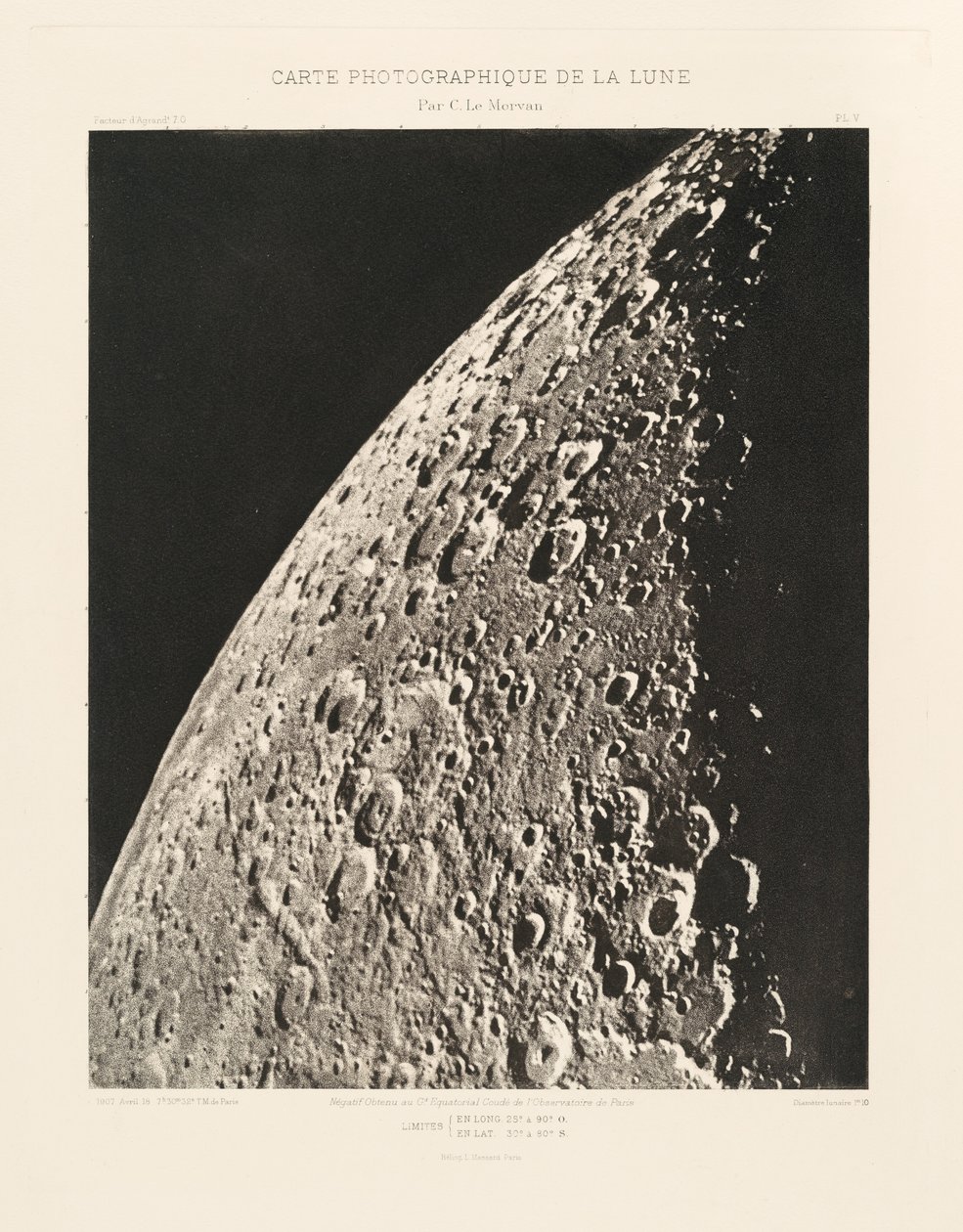 Carta fotografica della Luna, lastra V, 18 aprile da Charles le Morvan