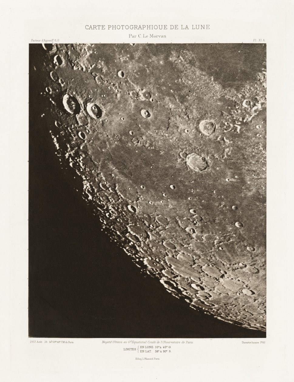 Carte photographique de la lune, planche XI.A (Carta fotografica della Luna, lastra XI.A),26 agosto da Charles le Morvan