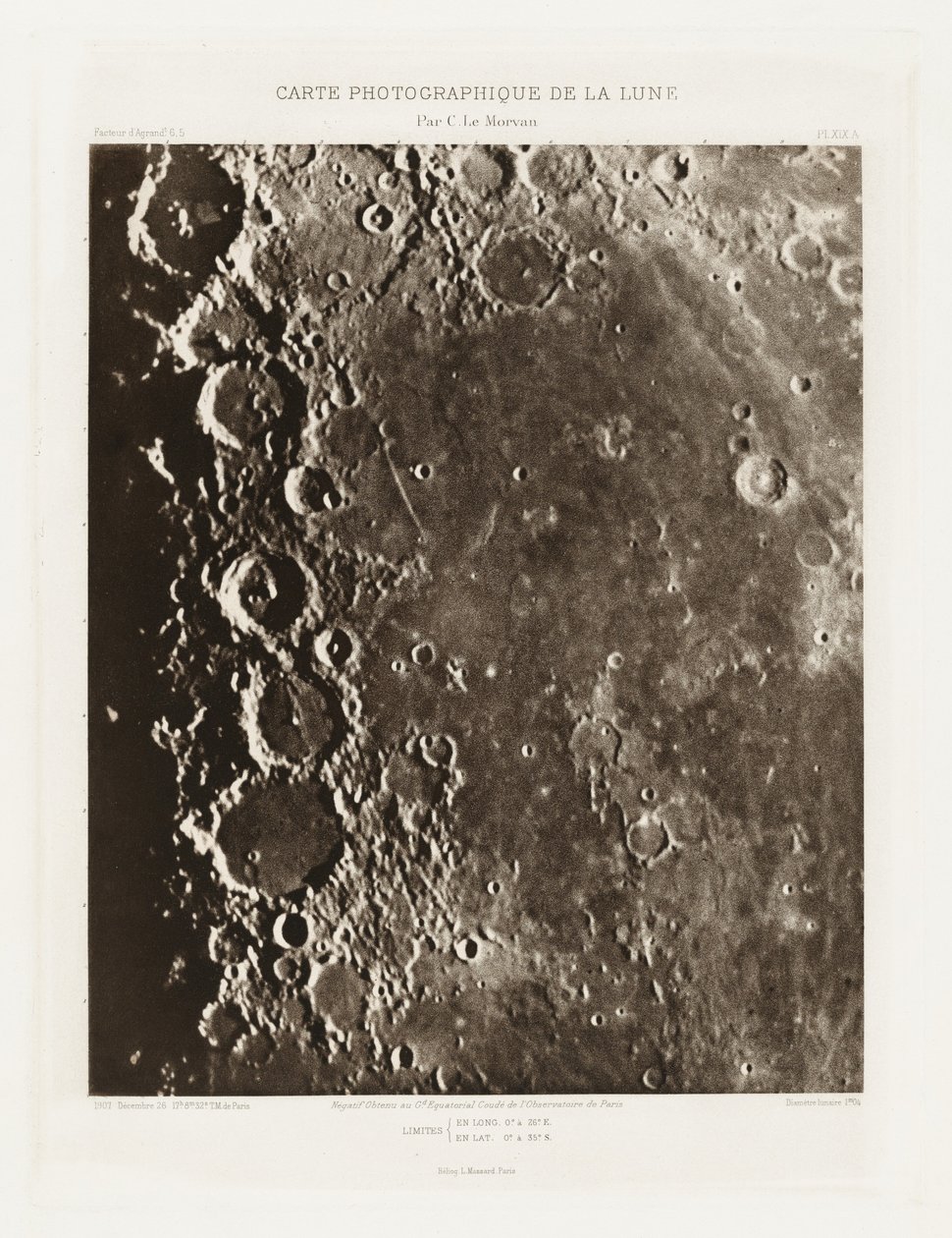 Carte photographique de la lune, planche XIX.A (Carta fotografica della Luna, lastra XIX.A),26 dicembre da Charles le Morvan