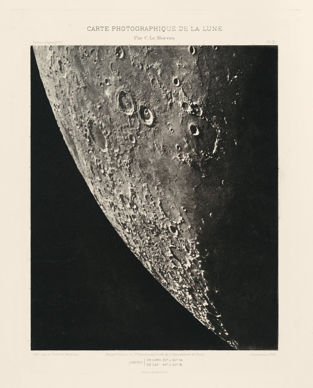 Carta fotografica della Luna, lastra XI,18 aprile da Charles le Morvan
