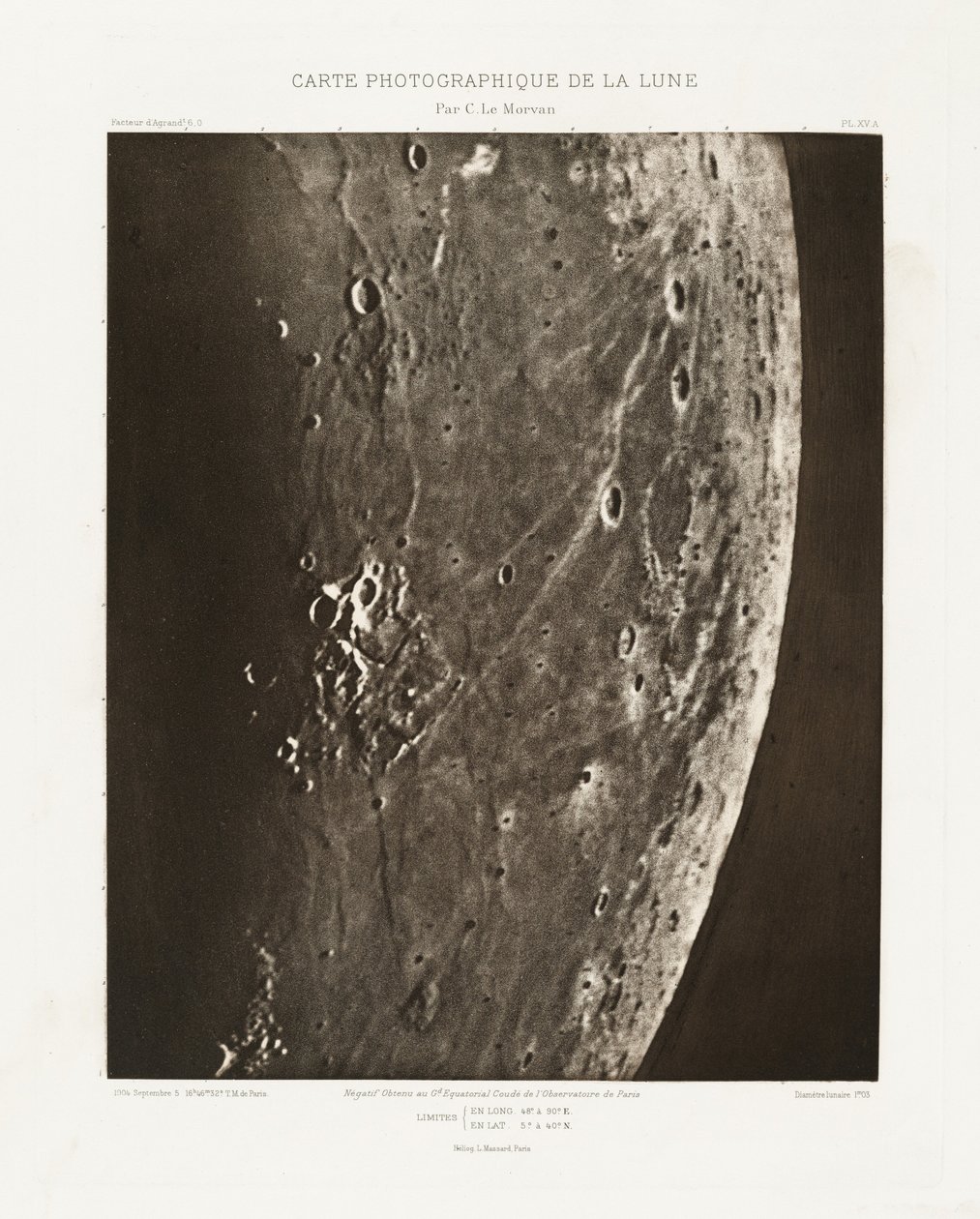 Carte photographique de la lune, planche XV.A (Carta fotografica della Luna, lastra XV.A),5 settembre da Charles le Morvan