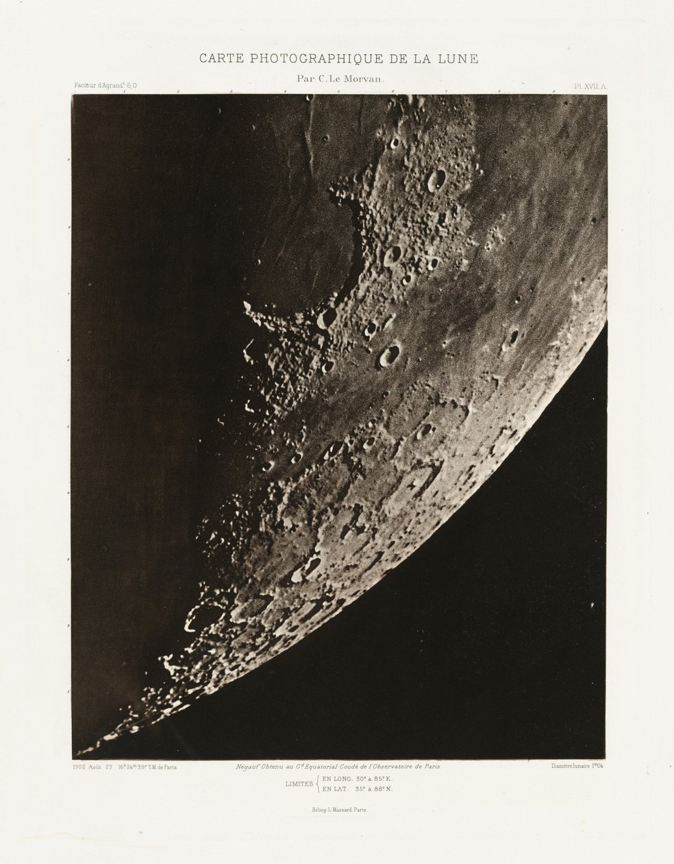 Carte photographique de la lune, planche XVII.A (Carta fotografica della Luna, lastra XVII.A),27 agosto da Charles le Morvan