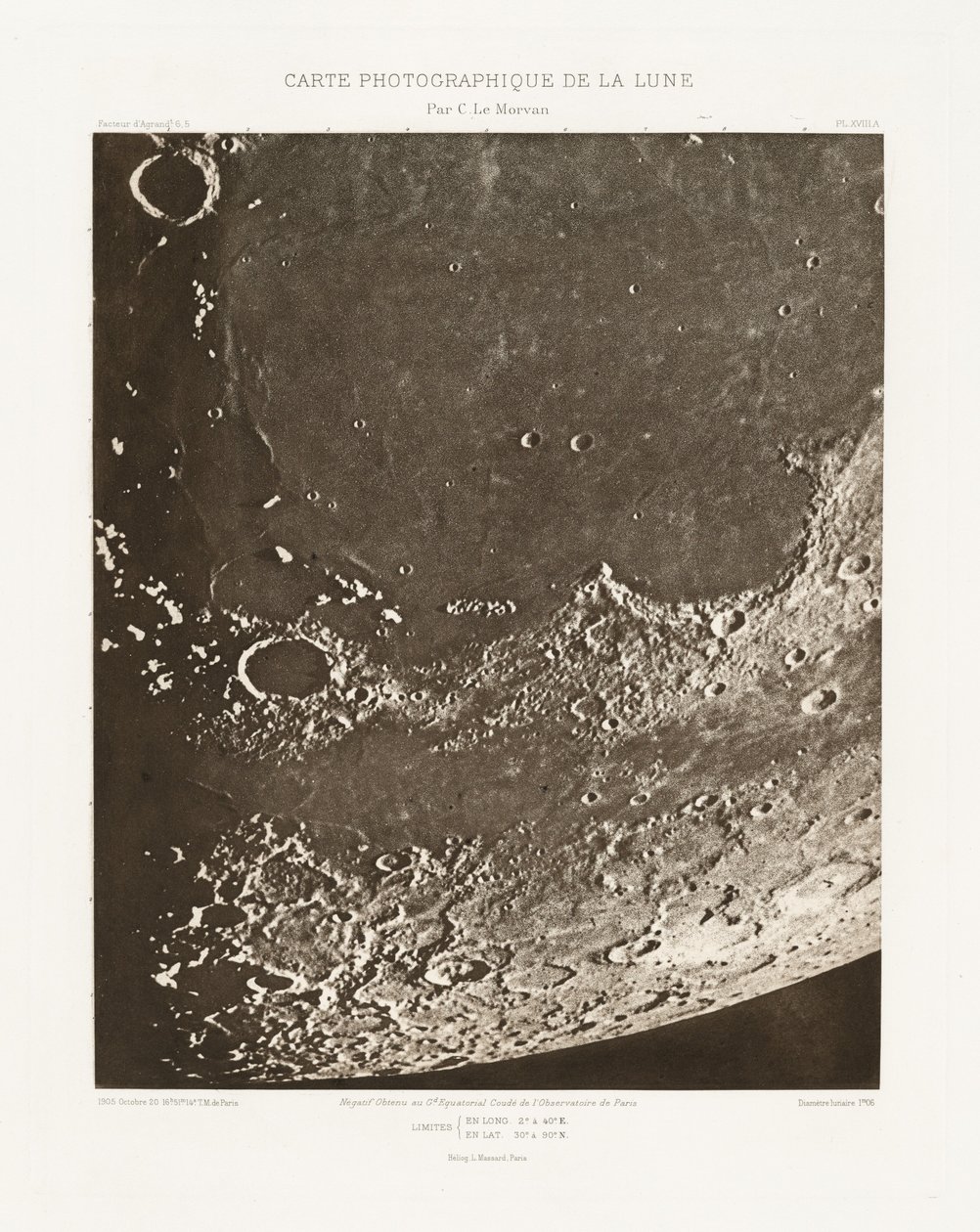 Carte photographique de la lune, planche XVIII.A (Carta fotografica della Luna, lastra XVIII.A),20 ottobre da Charles le Morvan