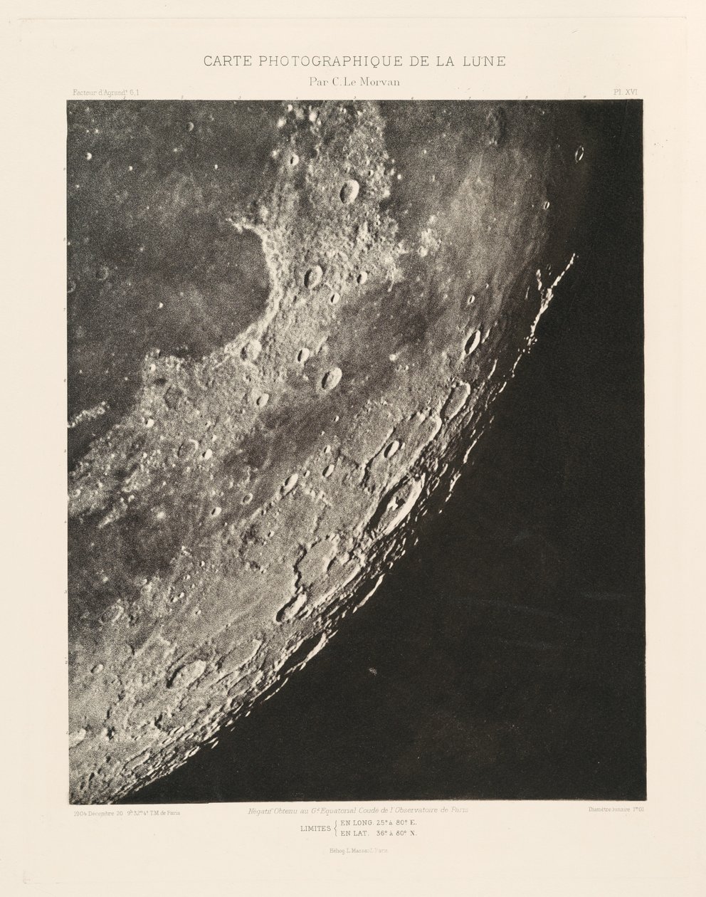 Carta fotografica della Luna, lastra XVI, 20 dicembre da Charles le Morvan