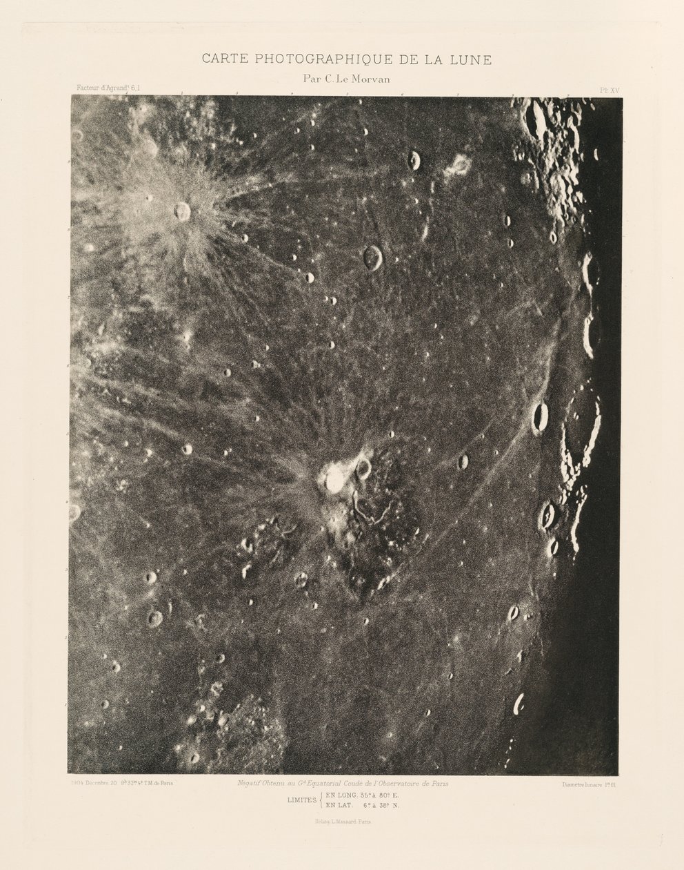 Carta fotografica della Luna, lastra XV, 20 dicembre da Charles le Morvan