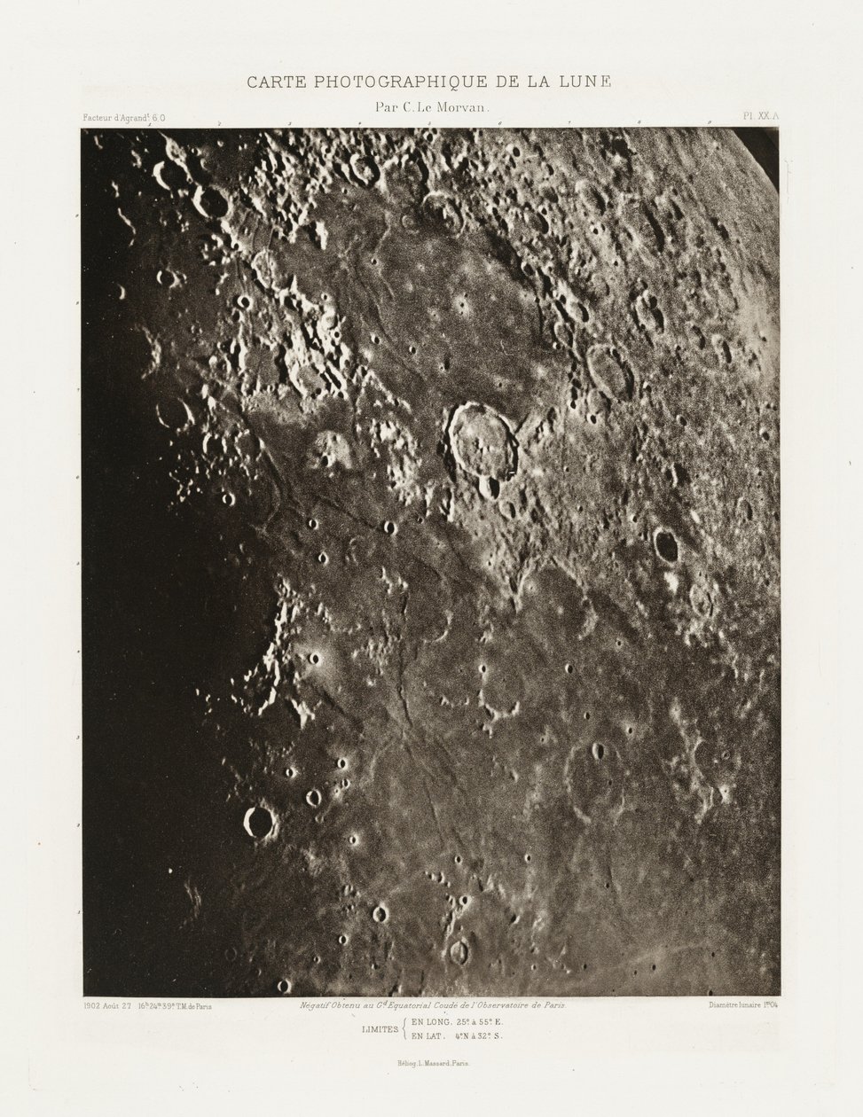 Carte photographique de la lune, planche XX.A (Carta fotografica della Luna, lastra XX.A),27 agosto da Charles le Morvan