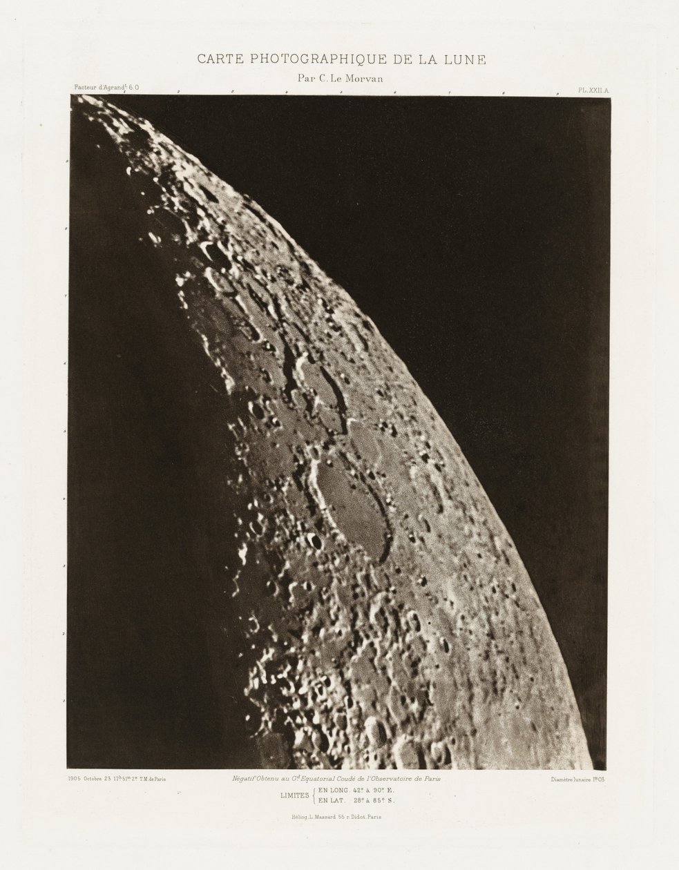 Carte photographique de la lune, planche XXII.A (Carta fotografica della Luna, lastra XXII.A),23 ottobre da Charles le Morvan