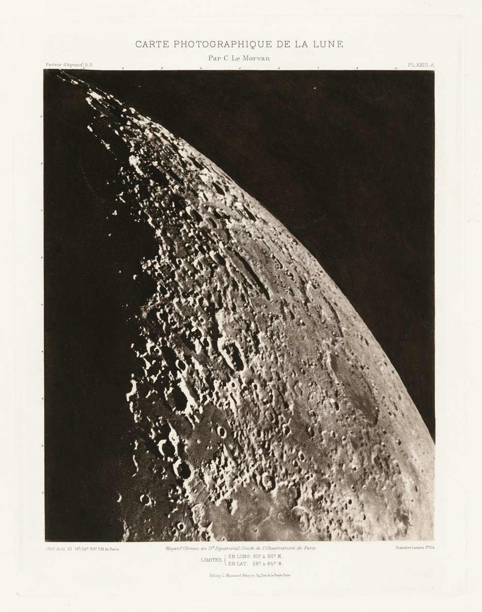 Carte photographique de la lune, planche XXIII.A (Carta fotografica della Luna, lastra XXIII.A),27 agosto da Charles le Morvan