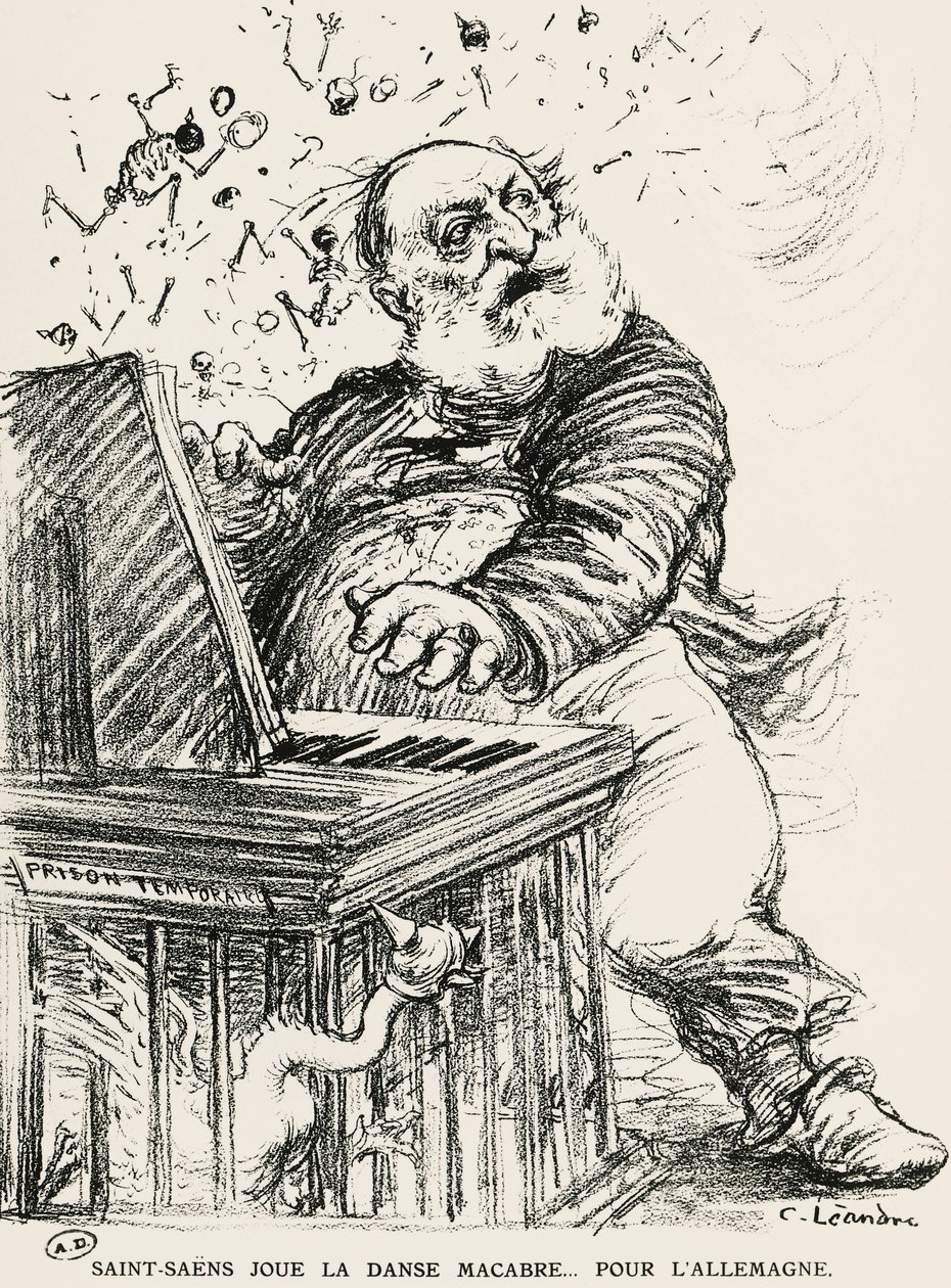 Caricatura di Charles Camille Saint-Saens, compositore, pianista e organista francese da Charles Leandre