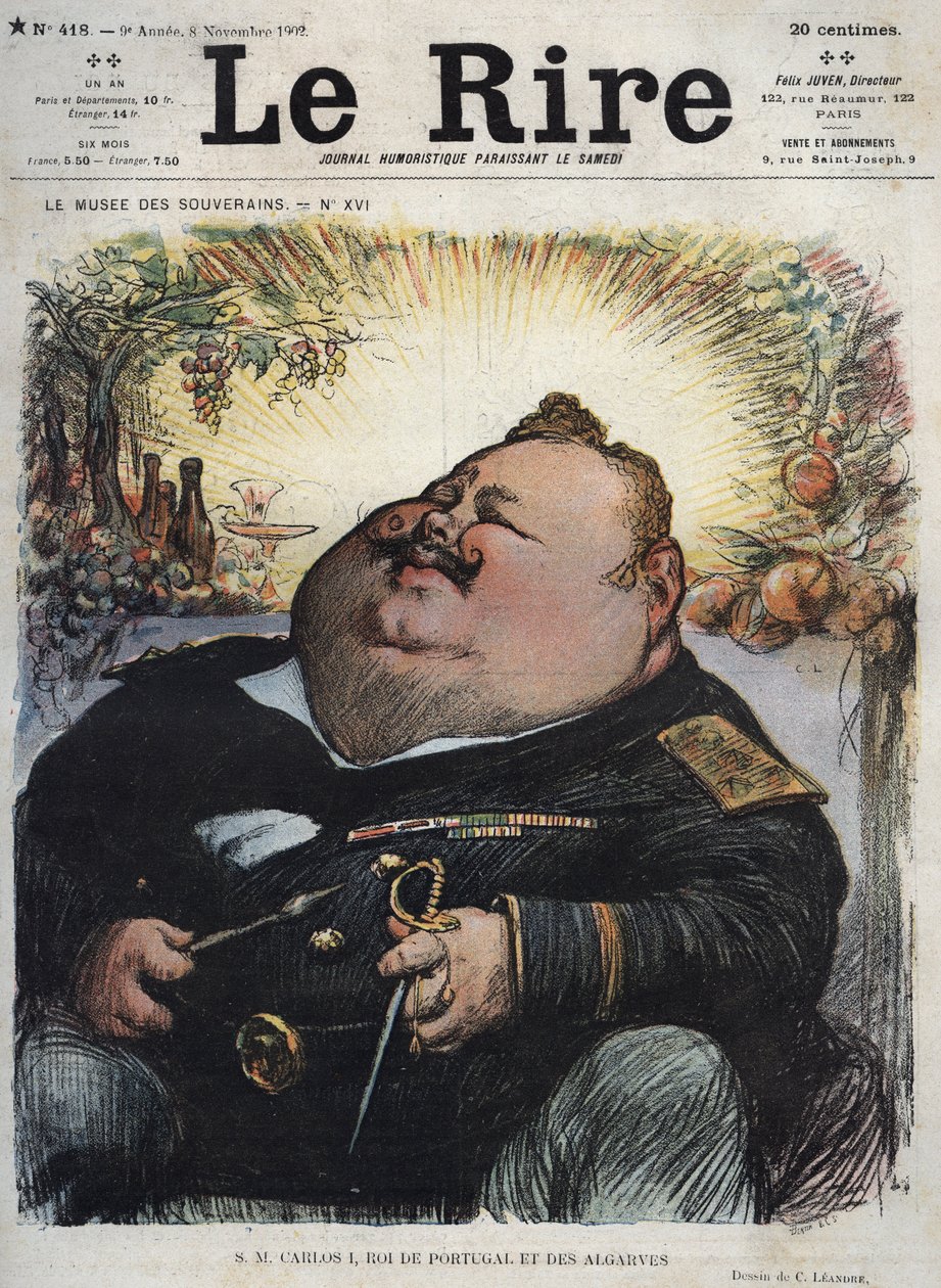 Carlo I Re del Portogallo (1863-1908) - Caricatura di Charles Leandre (1862-1934) in 