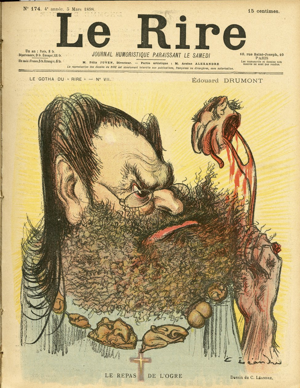 Illustrazione di Charles Leandre (1862-1934) per la Copertina di Le Rire da Charles Leandre