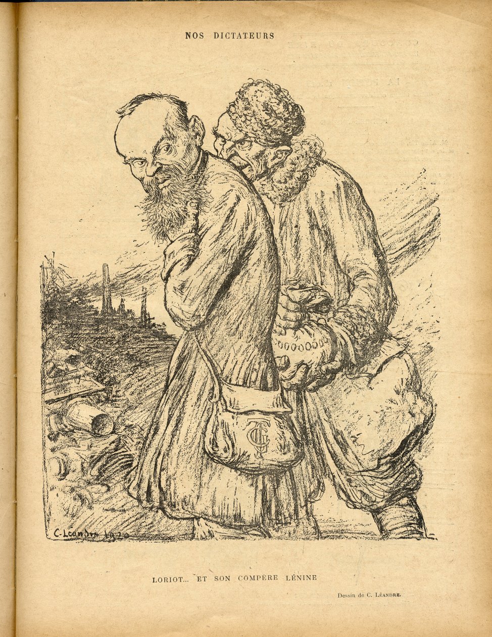 Illustrazione di Charles Leandre in Le Rire, 29/05/20 - Loriot e il suo compagno Lenin da Charles Leandre