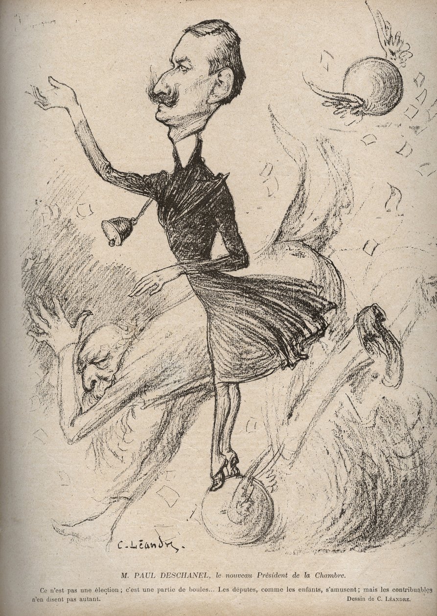 Il signor Paul Deschanel, il nuovo Presidente della Camera - Caricatura di Charles Leandre (1862-1934) in 