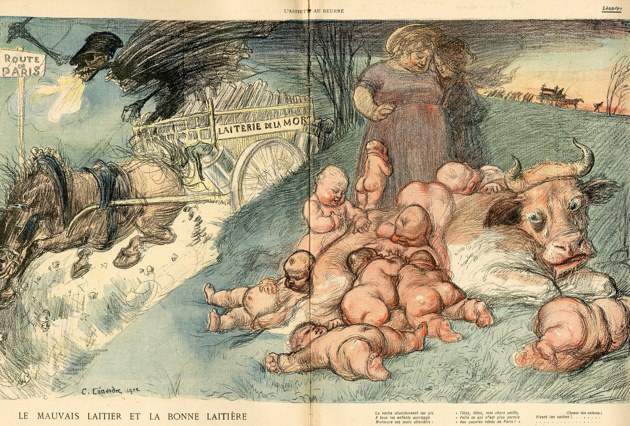 Il piatto del burro, satirico a colori da Charles Leandre