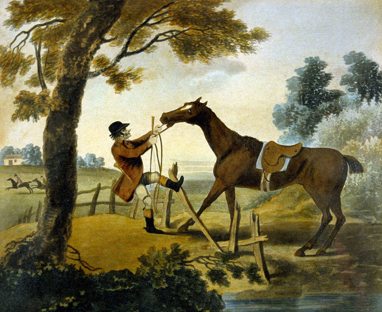 Prova di Bottom, da The Pytchley Hunt (inciso da F. Jukes) da Charles Lorraine (after) Smith