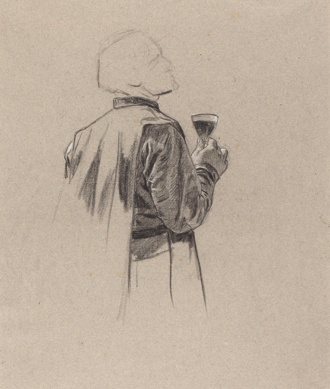 Un gentiluomo barbuto con un bicchiere di vino da Charles Louis Lucien Muller