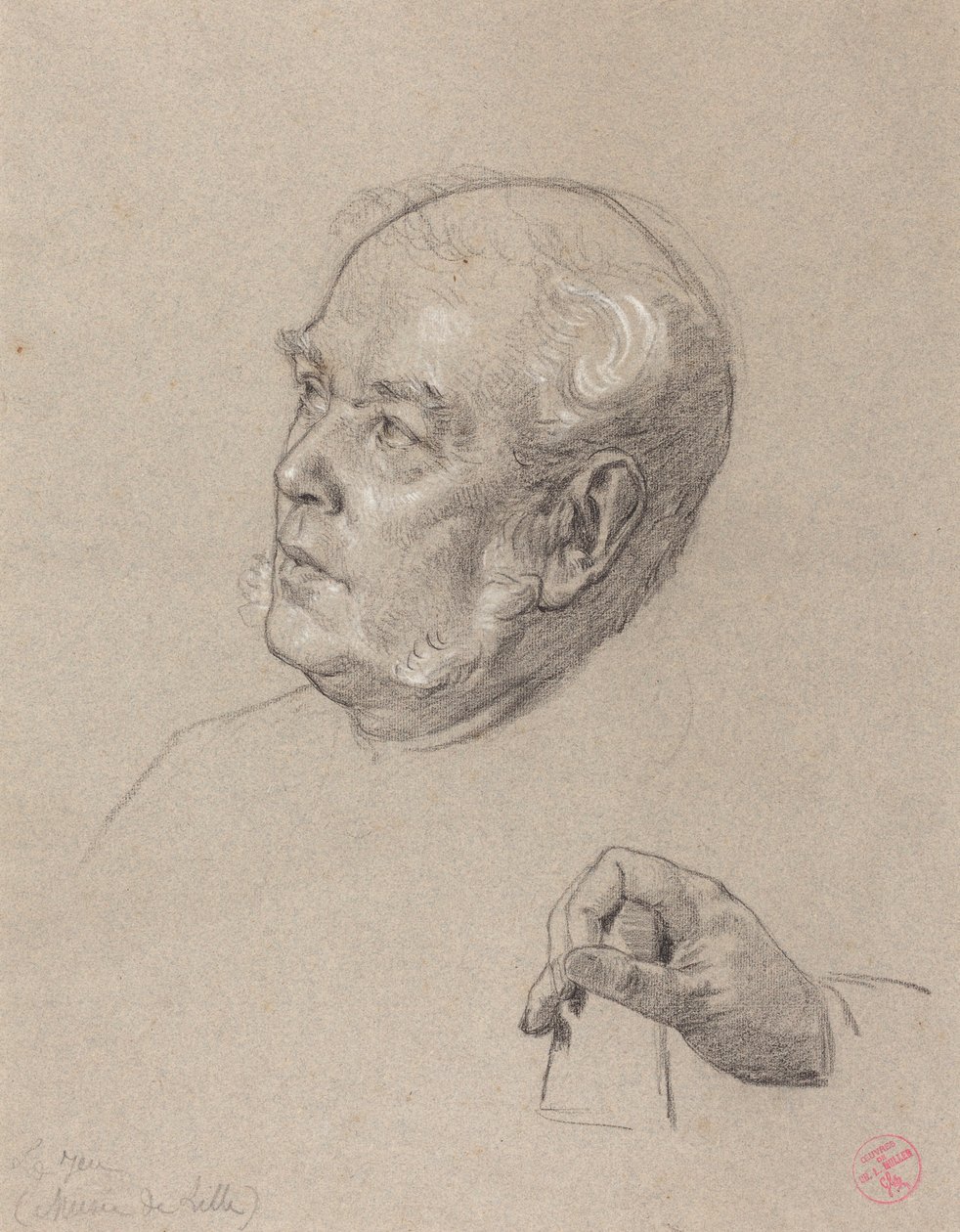 Testa e mano di un uomo che lancia i dadi da Charles Louis Lucien Muller