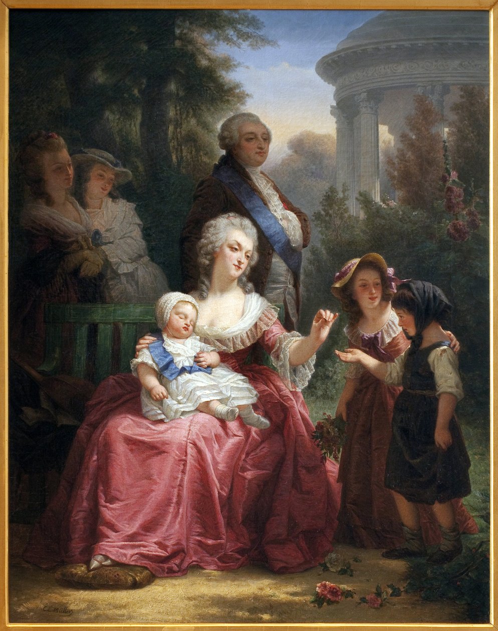 La famiglia reale francese a Trianon da Charles Louis Lucien Muller