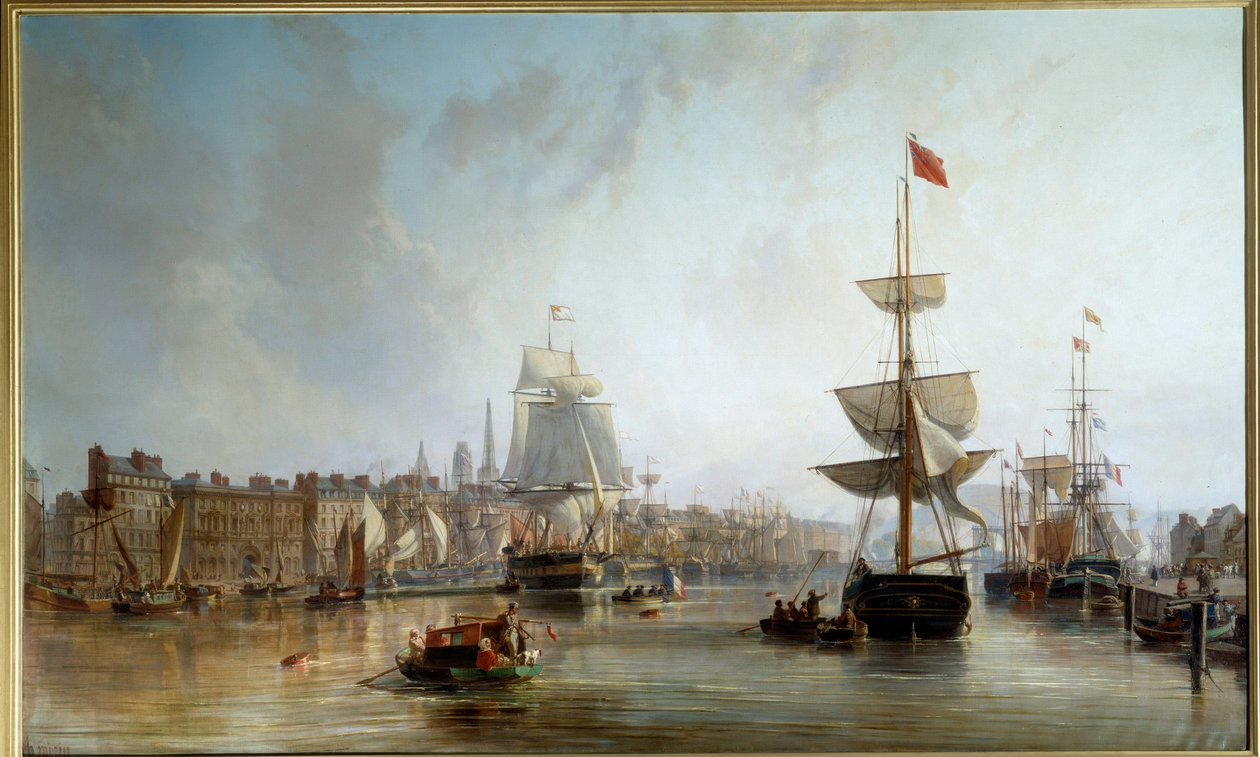 Il porto di Rouen nel 1855 da Charles Louis Mozin