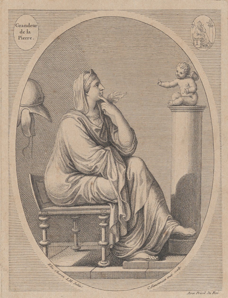 Grandeur de la pierre, dopo Eliz. Cheron, 1665-1728 da Charles Louis Simonneau