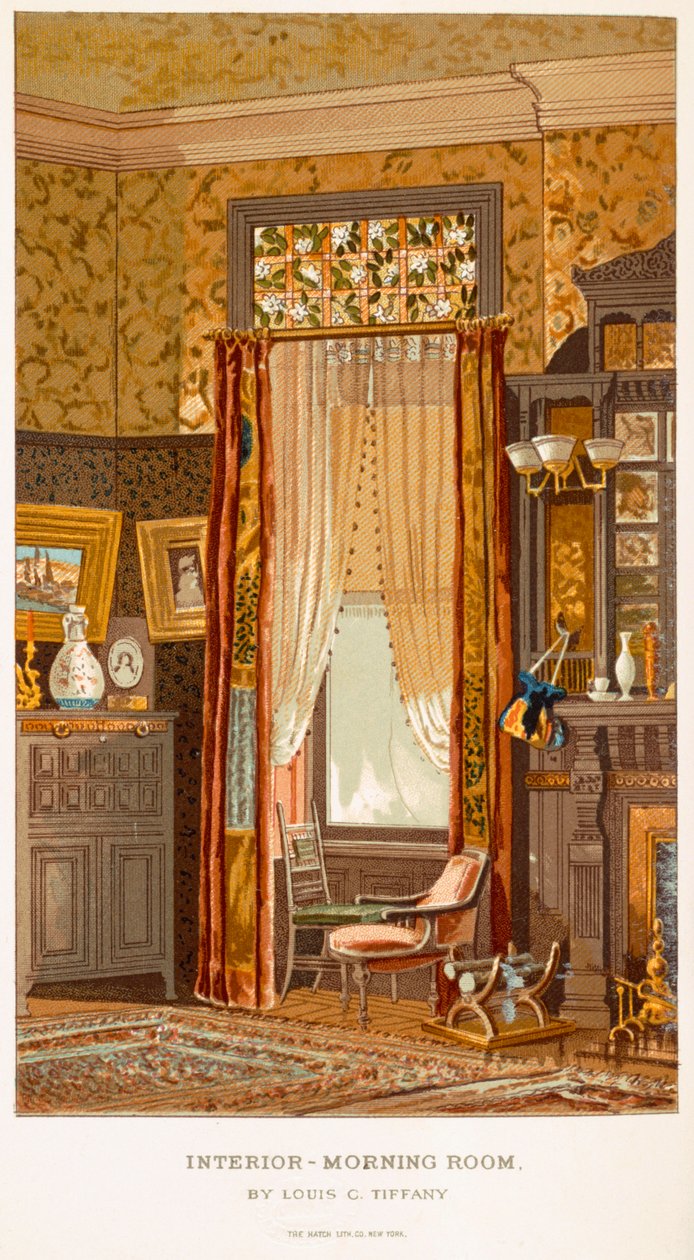 Sala del Mattino 1881, di Tiffany, Charles Louis da C Harrisons Womans Handiwork in Modern Homes New York 1881 da Charles Louis Tiffany