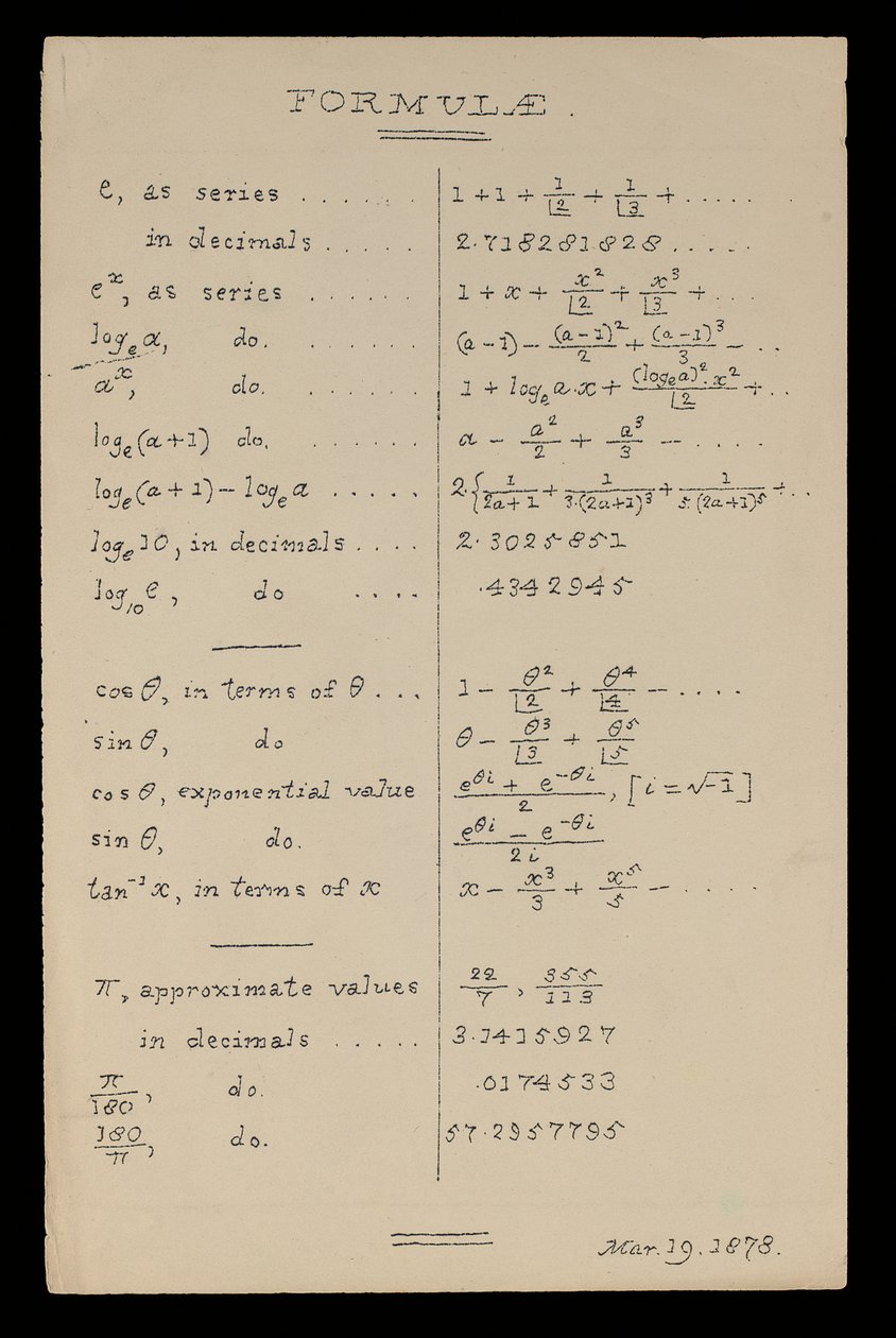 Formule, Oxford da Charles Lutwidge Dodgson