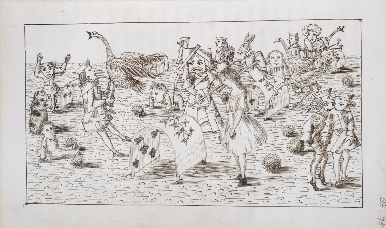 Alice e la Regina Rossa giocano a croquet, illustrazione dal Capitolo IV di 