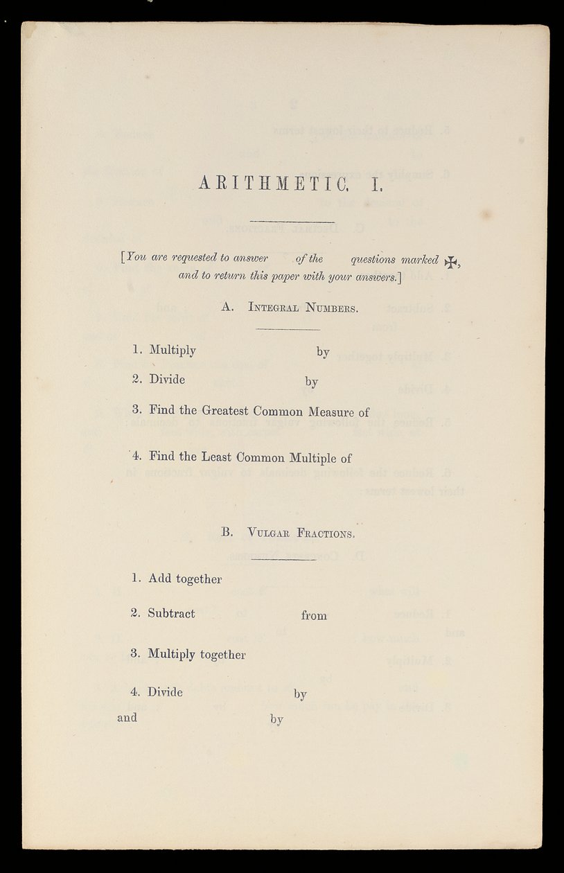 Aritmetica, Oxford University Press, c.1870 da Charles Lutwidge Dodgson