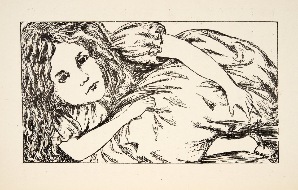 Alice nella Casa del Coniglio Bianco, illustrazione da Le avventure di Alice sottoterra, pub. 1886 (facsimile) da Charles Lutwidge Dodgson