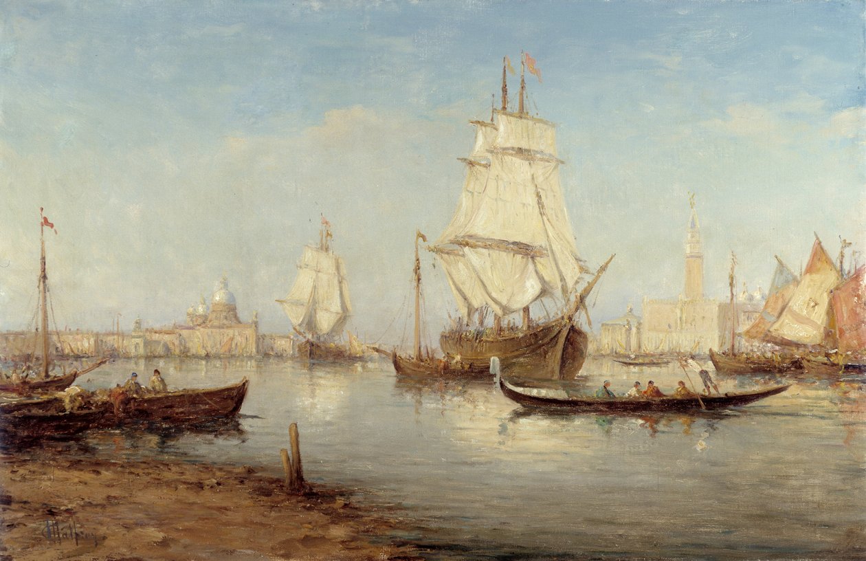 Galeoni e gondole nel bacino di San Marco a Venezia (collezione fondazione regards de Provence, Marsiglia) da Charles Malfroy
