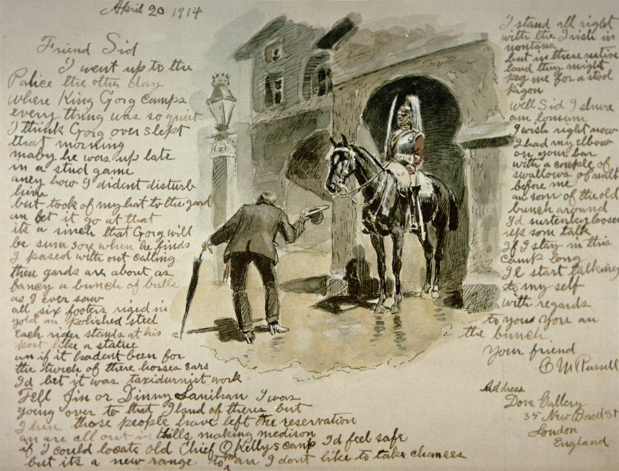 Lettera illustrata, 20 aprile 1914 da Charles Marion Russell