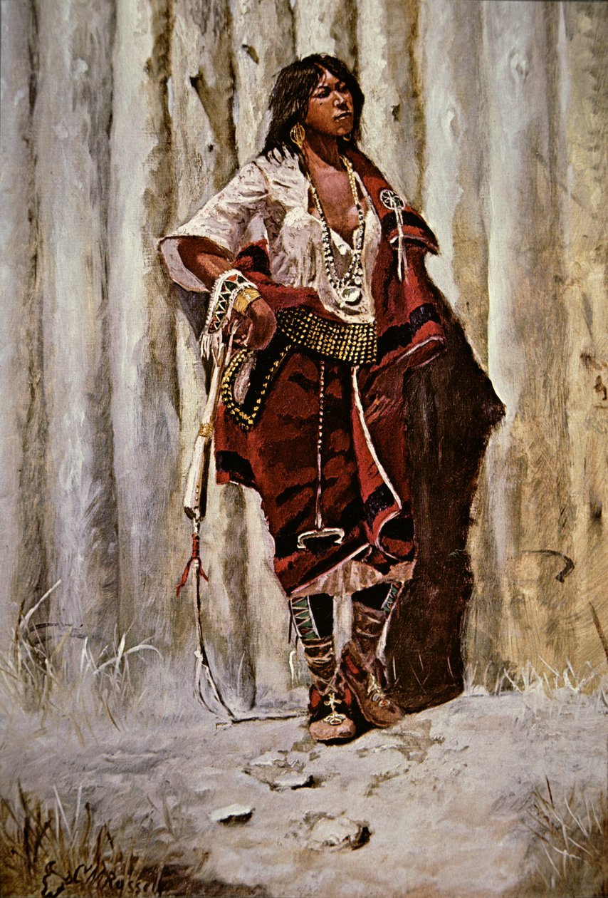 Fanciulla indiana alla palizzata da Charles Marion Russell