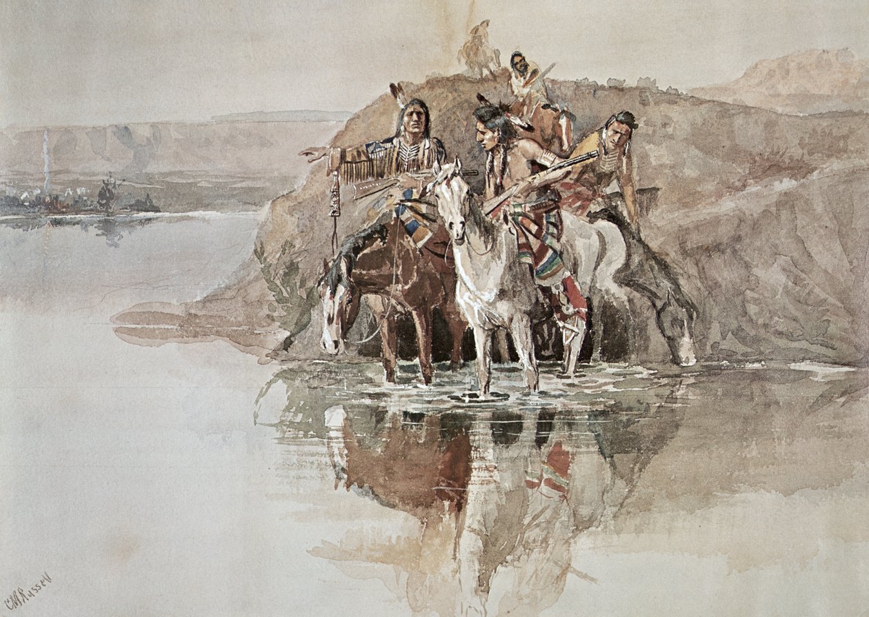 Gruppo di guerra dei nativi americani da Charles Marion Russell