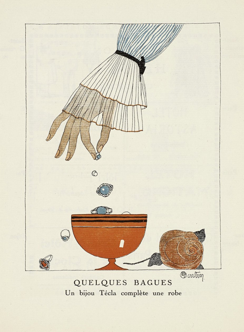 Pubblicità per "Tecla", da Gazette de Bon Ton, pub. 1920 da Charles Martin