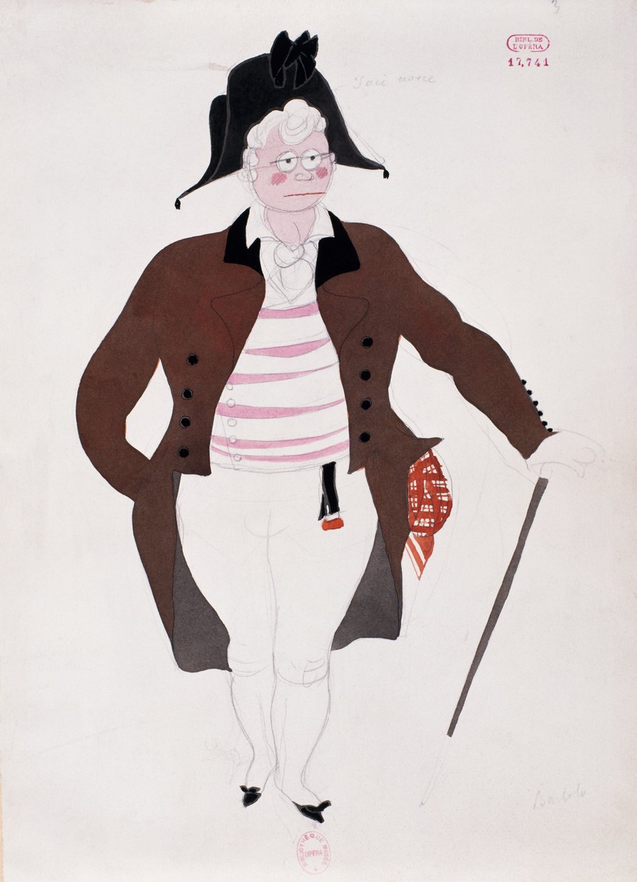 Costume per il personaggio di Bartolo da Il barbiere di Siviglia di Gioacchino Rossini, bozzetto di Charles Martin (1884-1934) da Charles Martin