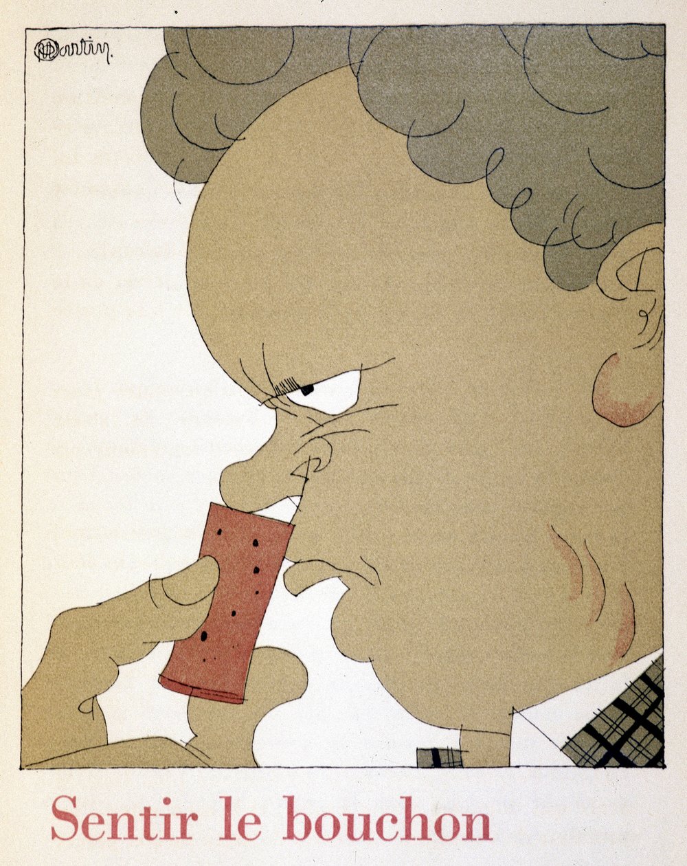 Sentire il tappo - in "Monseigneur le vin", disegno di Charles Martin, fascicolo degli Stabilimenti Nicolas da Charles Martin
