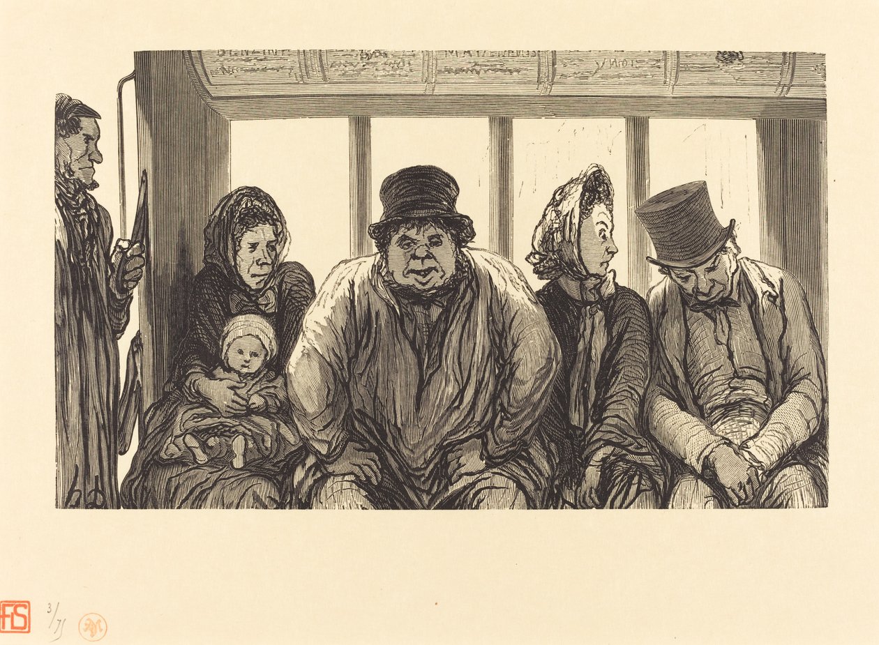Interno di un omnibus da Charles Maurand after Honoré Daumier