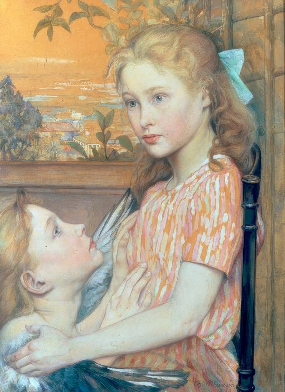Giovane ragazza con angelo custode da Charles Maurin