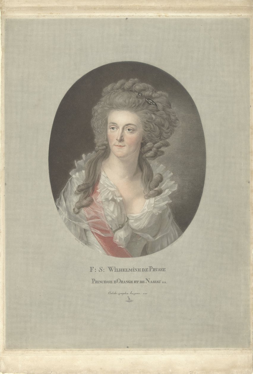 Ritratto di Guglielmina di Prussia, principessa di Orange-Nassau da Charles Melchior Descourtis