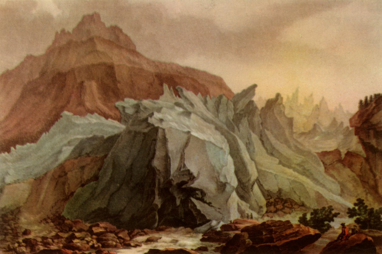 Il Lütschinen che esce dal ghiacciaio inferiore di Grindelwald, 1782-1785, 1946 da Charles Melchior Descourtis