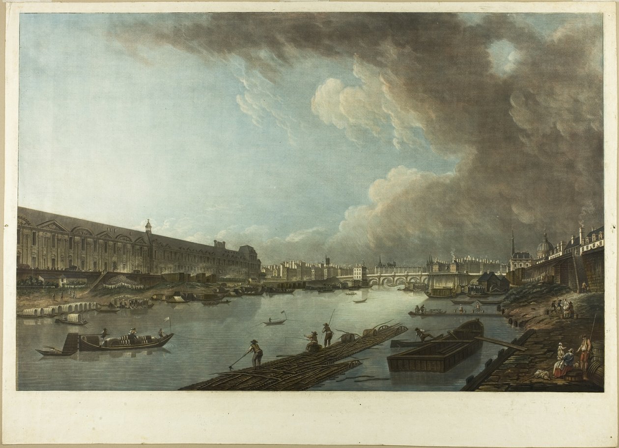 Veduta delle Tuileries, del Louvre e del Pont Neuf da Charles Melchior Descourtis
