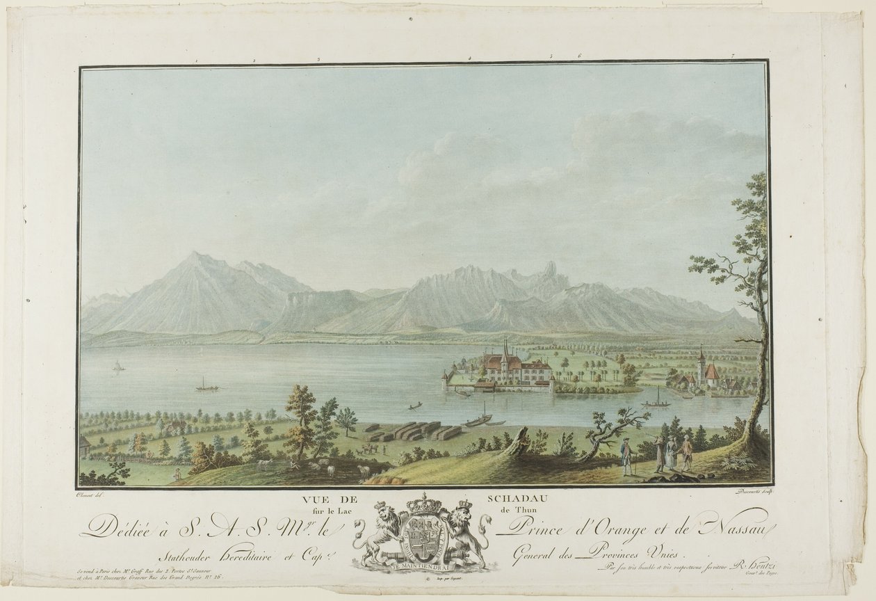 Vista da Schadau sul lago di Thun da Charles Melchior Descourtis