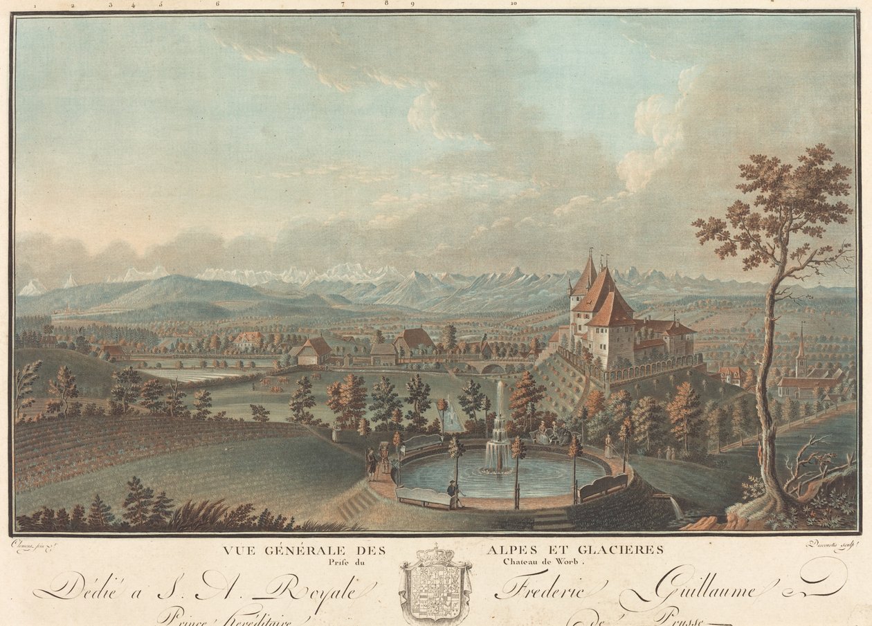 Vista generale delle Alpi e dei Ghiacciai da Charles Melchior Descourtis