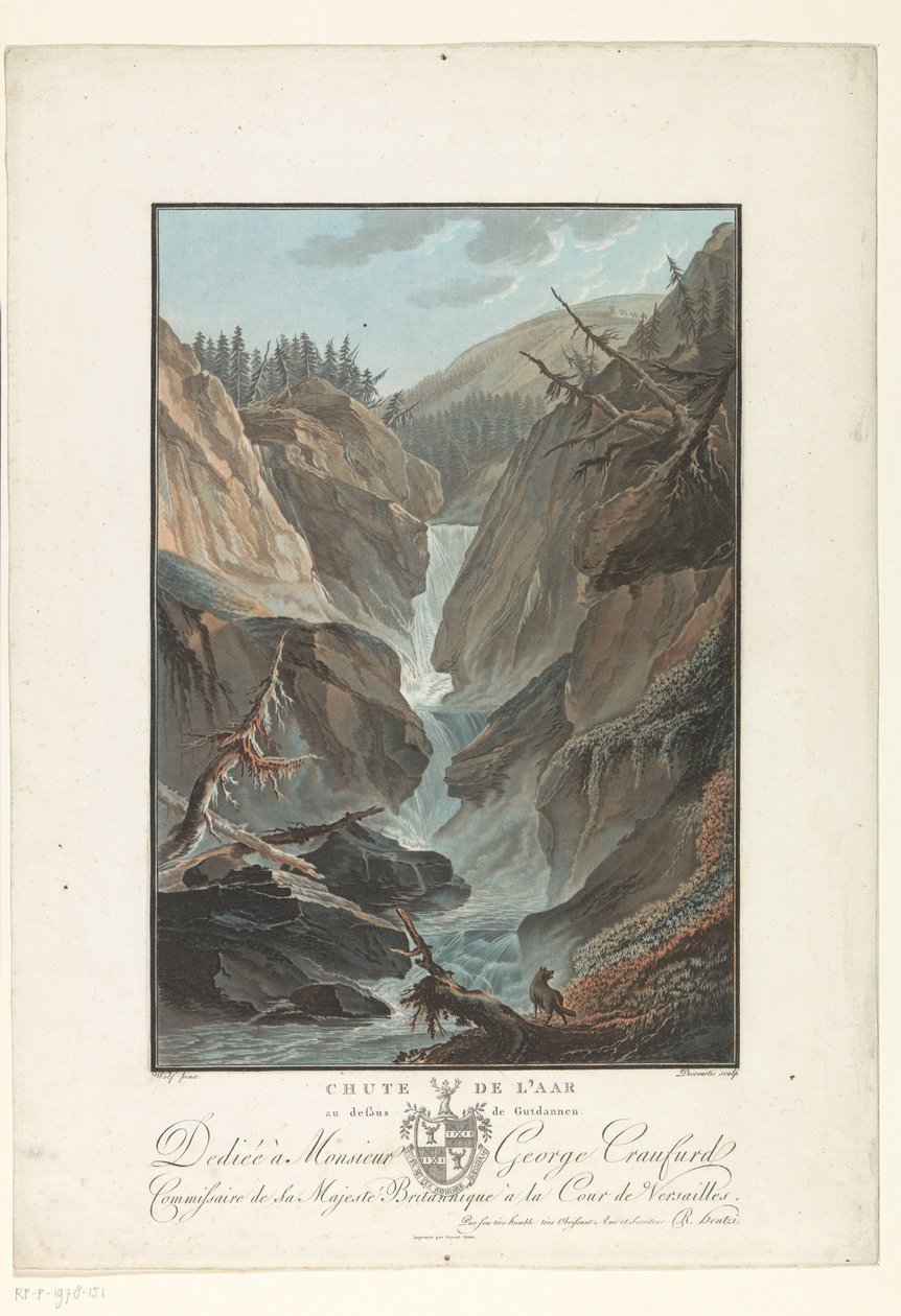 Cascata del fiume Aare da Charles Melchior Descourtis