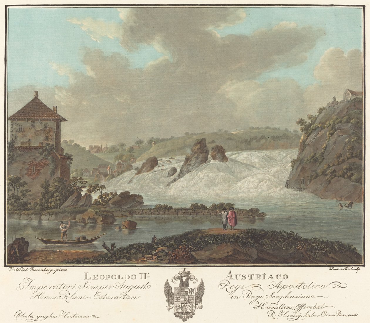 Cascate di Schaffhausen da Charles Melchior Descourtis after Friedrich Rosenberg after Johann Heinrich Troll