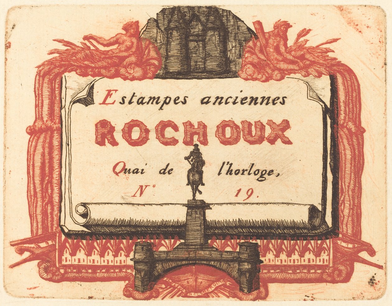Indirizzo di Rochoux, mercante di stampe da Charles Meryon