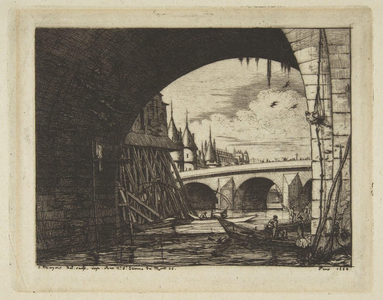 Arco, Pont Notre-Dame, Parigi da Charles Meryon