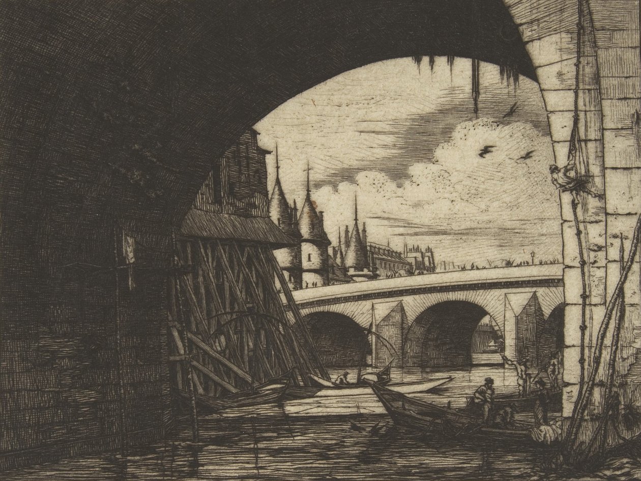Arco, Pont Nôtre-Dame, Parigi da Charles Meryon