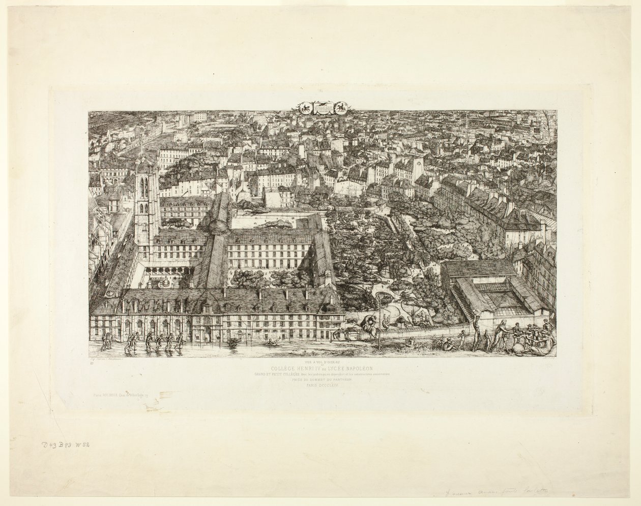 Collège Henry IV (o Lycée Napoléon), Parigi da Charles Meryon